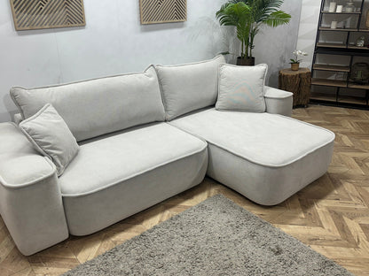 !Showroommodel! Witte/Crème Suède Stoffen Hoekzetel