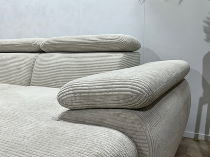 !Showroommodel! Witte Ribstof Hoekzetel ~ Verstelbare Hoofdsteunen