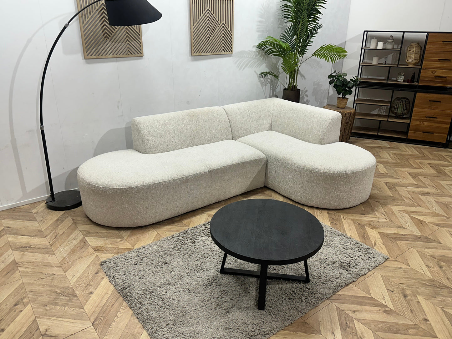 Witte Bouclé Stoffen Hoekzetel ~ Vaste Kussens