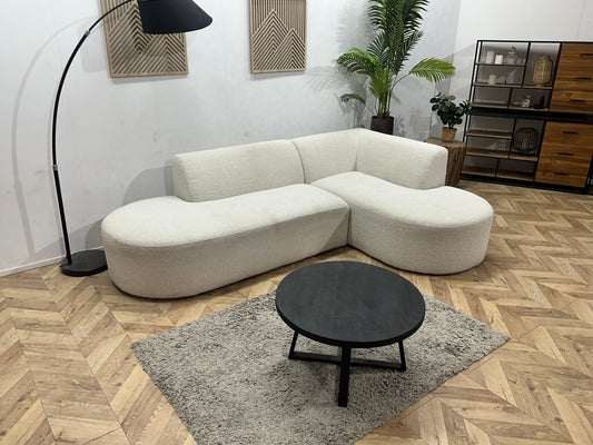 Witte Bouclé Stoffen Hoekzetel ~ Vaste Kussens
