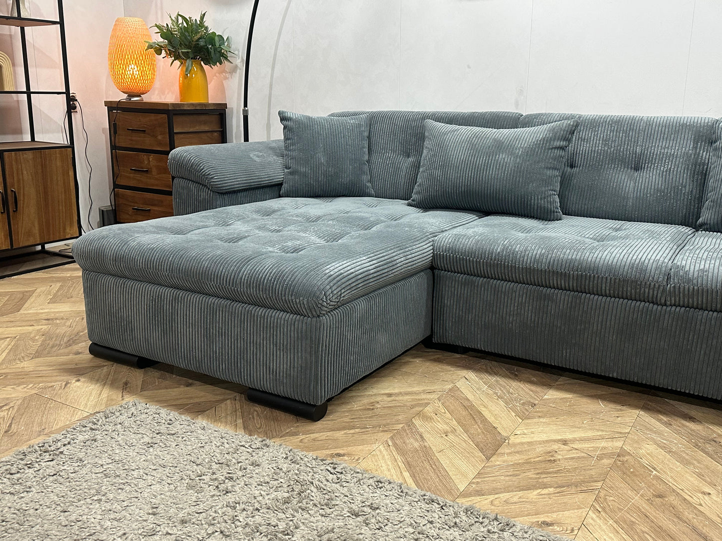 !Showroommodel! Grijze Ribstof U Zetel
