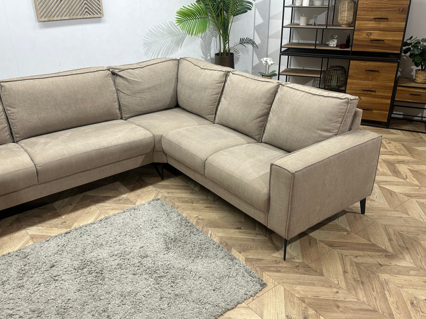 Beige Suède Stoffen Hoekzetel ~ Vaste Kussens