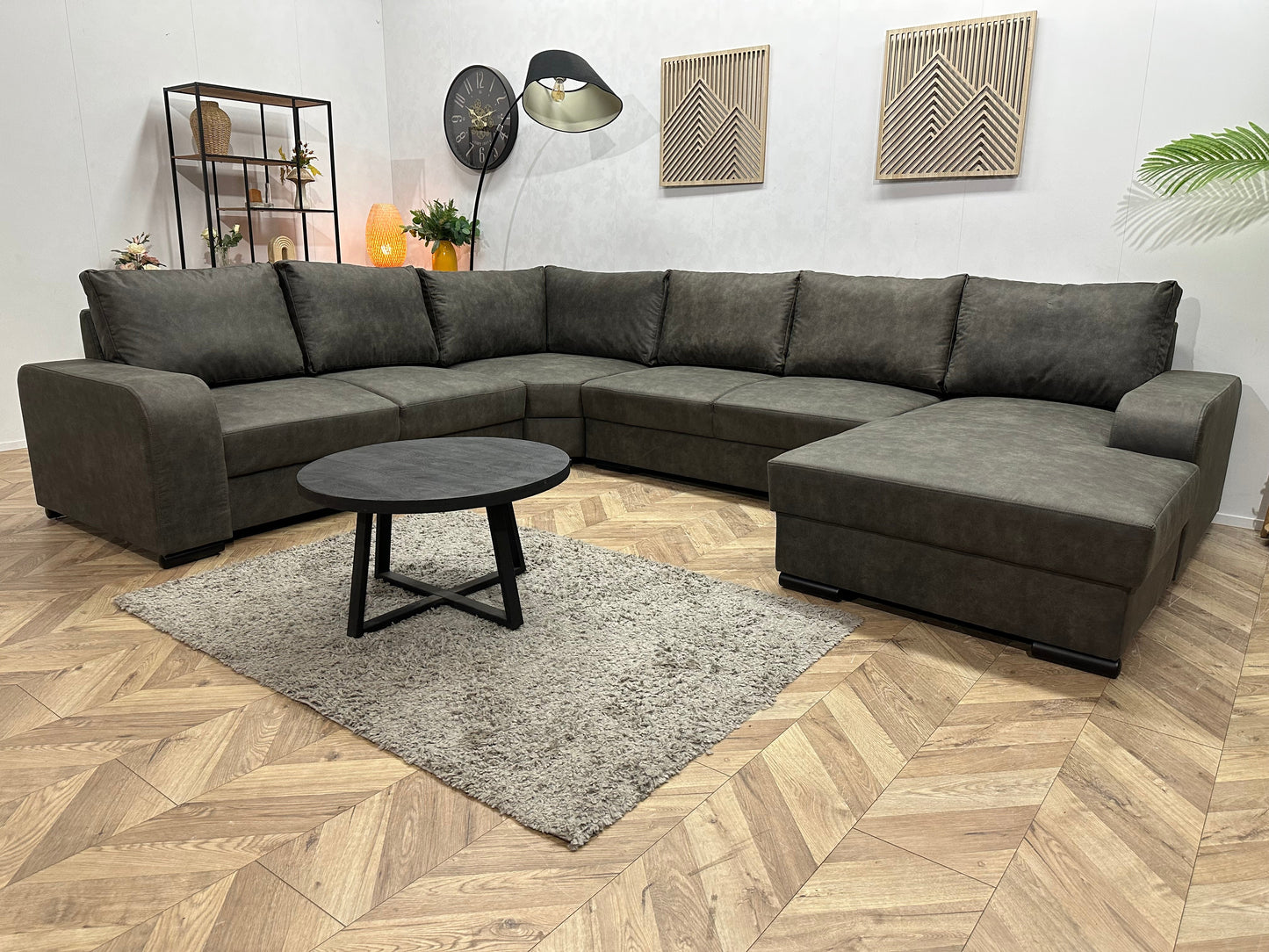 !Showroommodel! Antraciet Suède Stoffen U Zetel