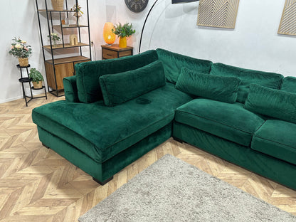 Groene Velvet Hoekzetel ~ Losse Kussens Met Afneembare Hoezen