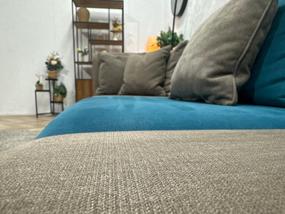 Antraciet/Blauwe Hoekzetel ~ Losse Rugkussens Met Afneembare Hoezen