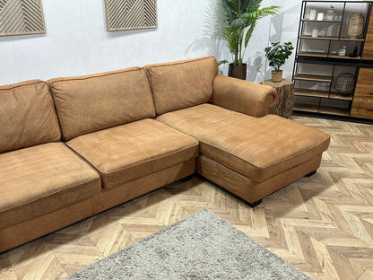 Urban Sofa Cognac Bruine Suède Stoffen ~ Losse Kussens Met Afneembare Hoezen