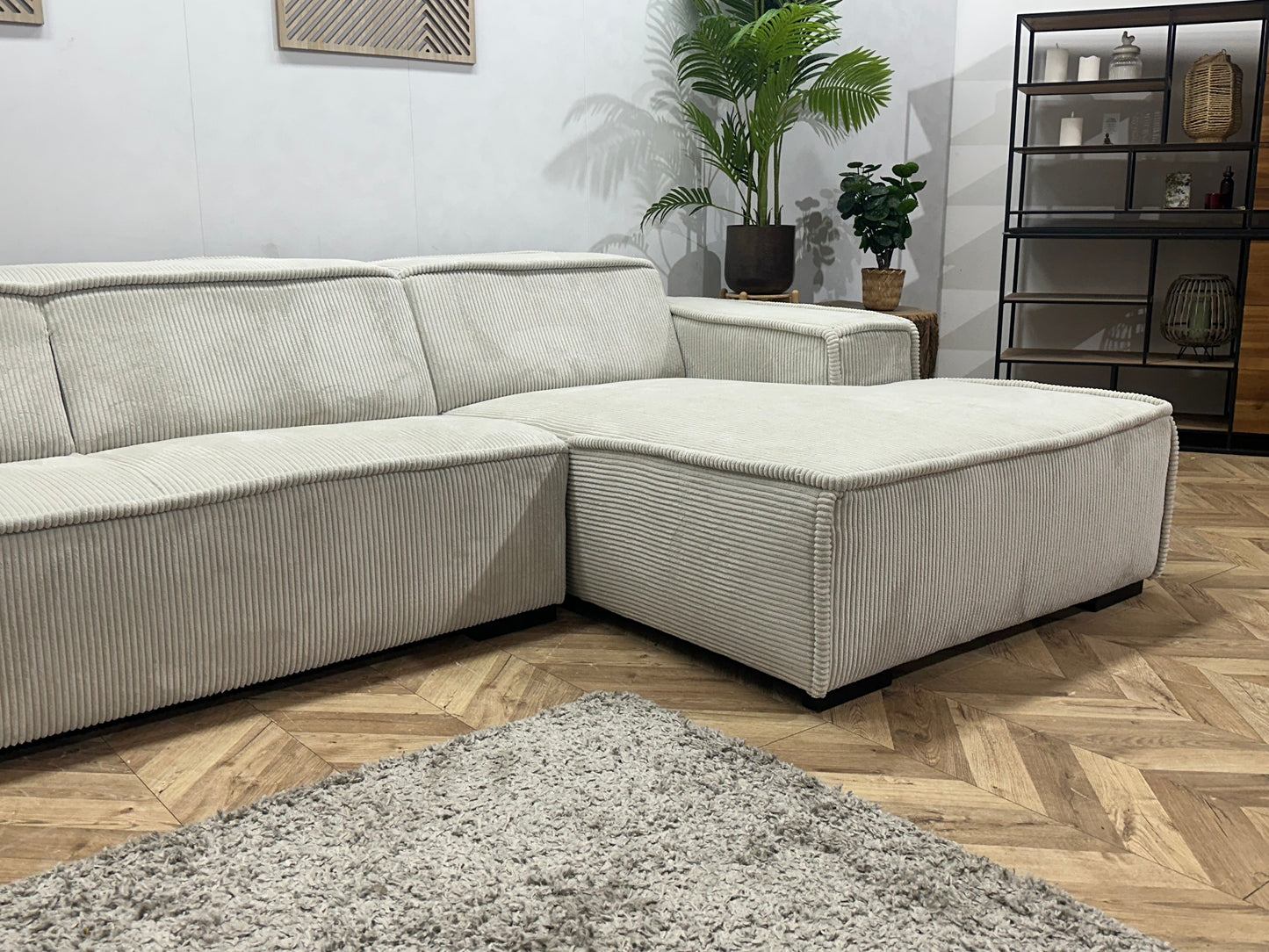 !Showroommodel! Witte Ribstof Hoekzetel
