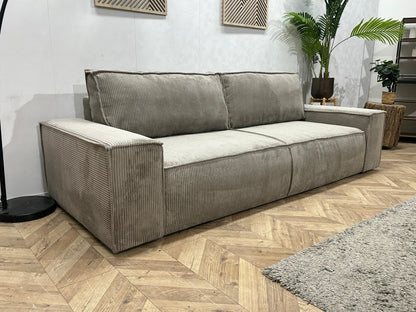!Showroommodel! Licht Bruine Ribstof 2.5-Zits Zetel ~ Slaapfunctie