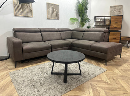 H&H Bruine Suède Stoffen Hoekzetel ~ Relaxfunctie