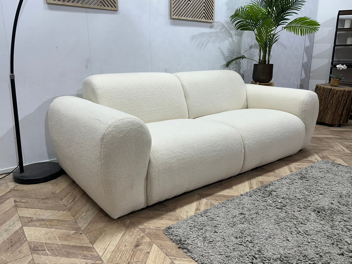 !Showroommodel! Witte/Crème Bouclé Stoffen 2.5-Zits Zetel