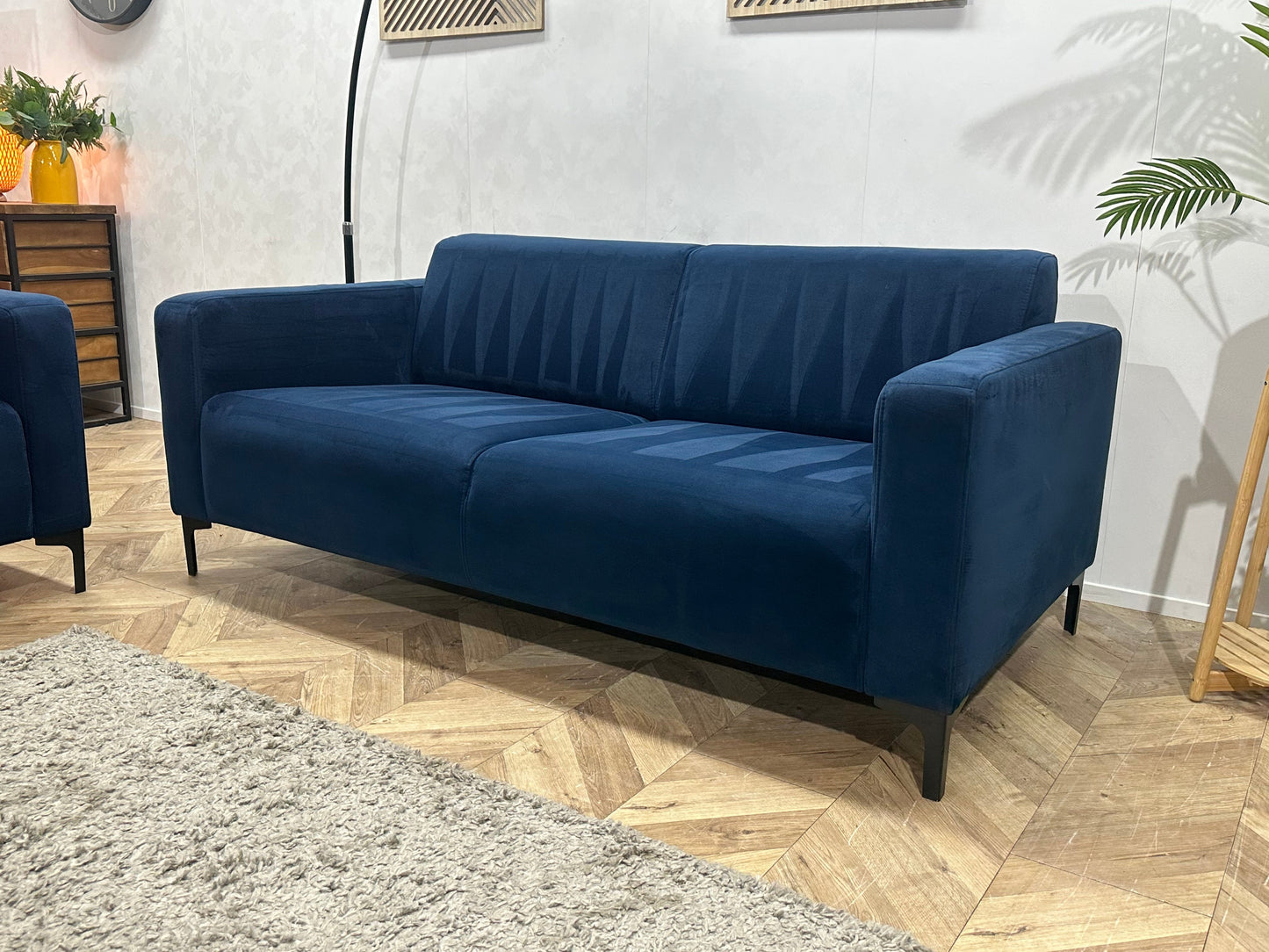 Blauwe Velvet Zetels Set ~ Vaste Kussens