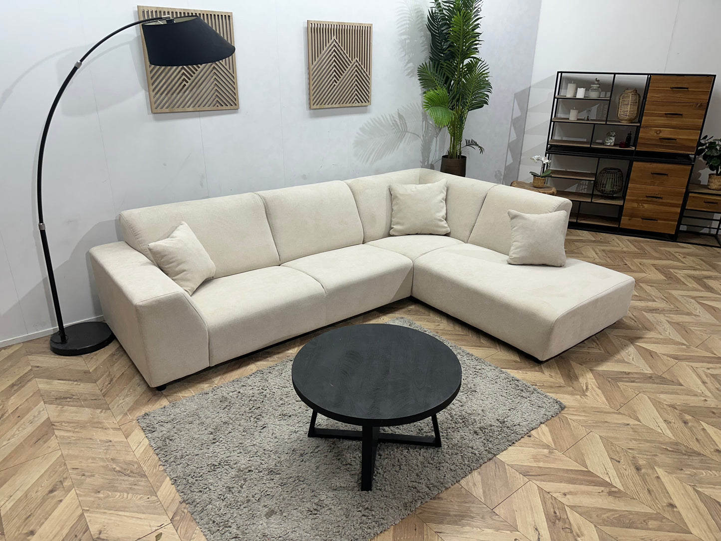 !Showroommodel! Crème Suède Stoffen Hoekzetel