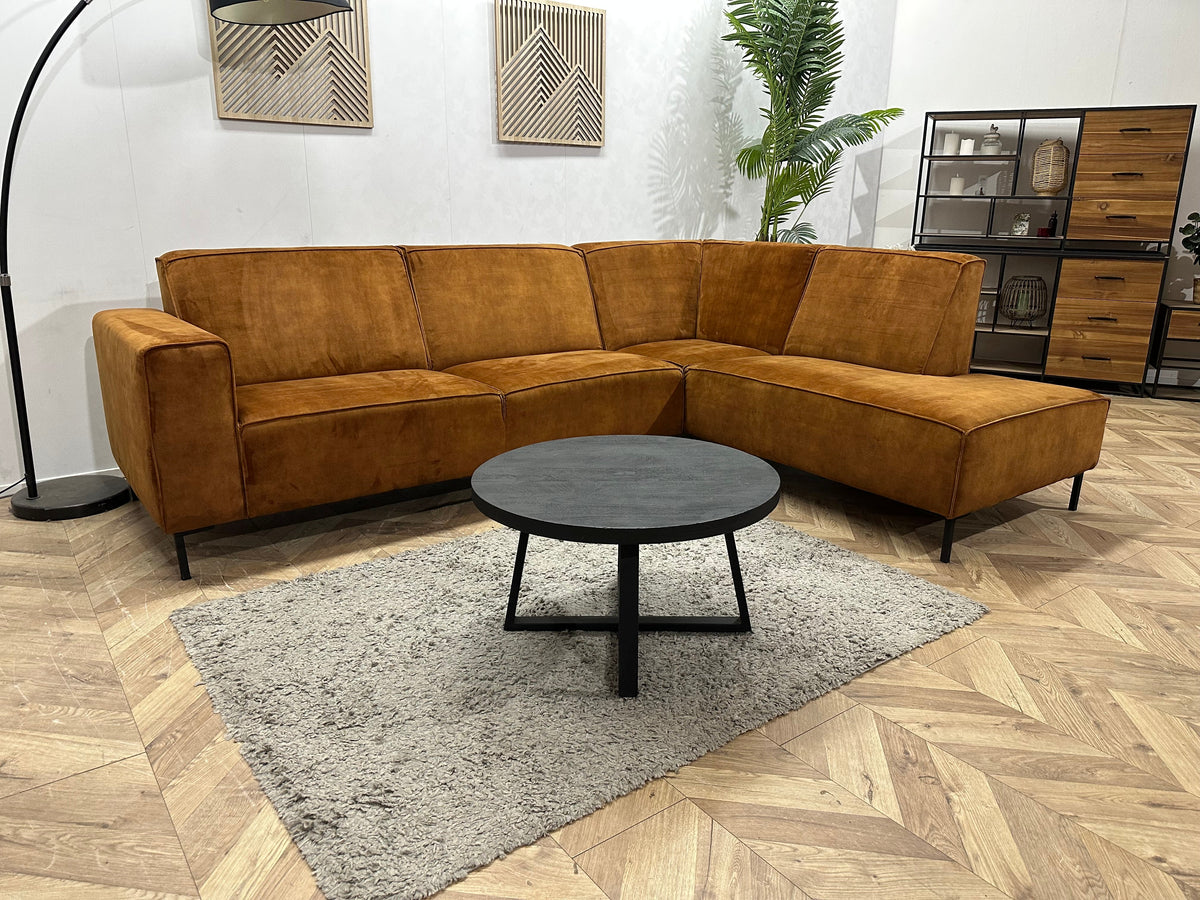 Cognac Bruine Velvet Hoekzetel ~ Vaste Kussens