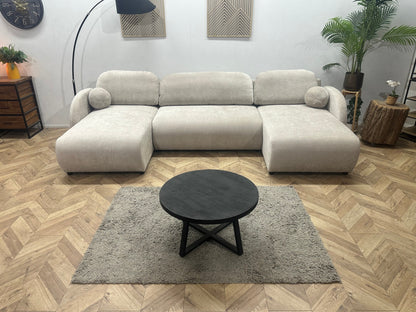 !Showroommodel! Taupe Chenille Stoffen U Zetel