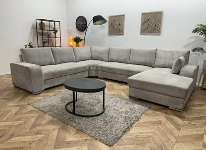 !Showroommodel! Licht Grijze Ribstof U Zetel