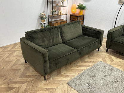 Groene Velvet Zetels Set ~ Losse Rugkussens Met Afneembare Hoezen