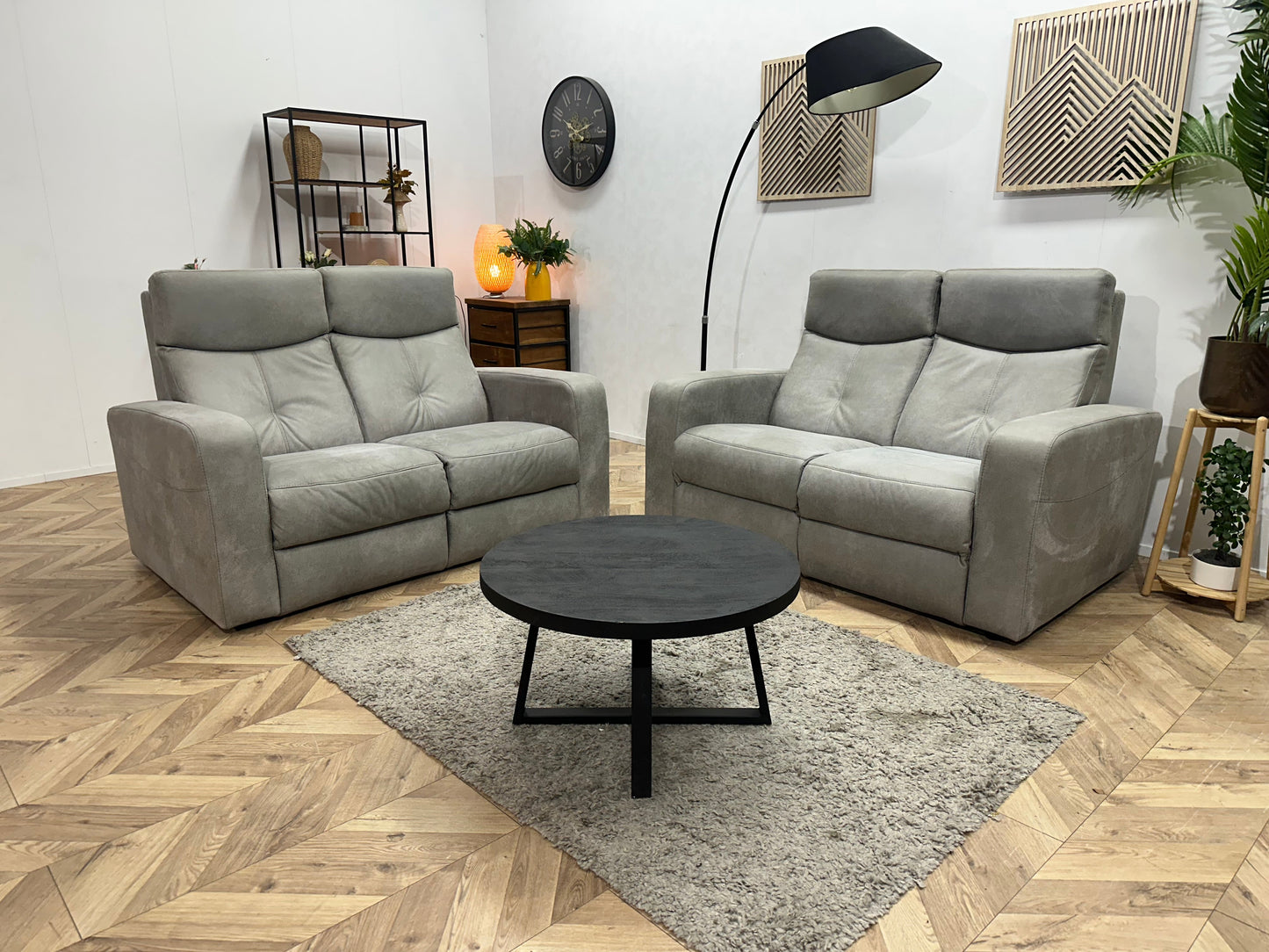 Licht Grijze Suède Stoffen Zetels Set ~ Vaste Kussens