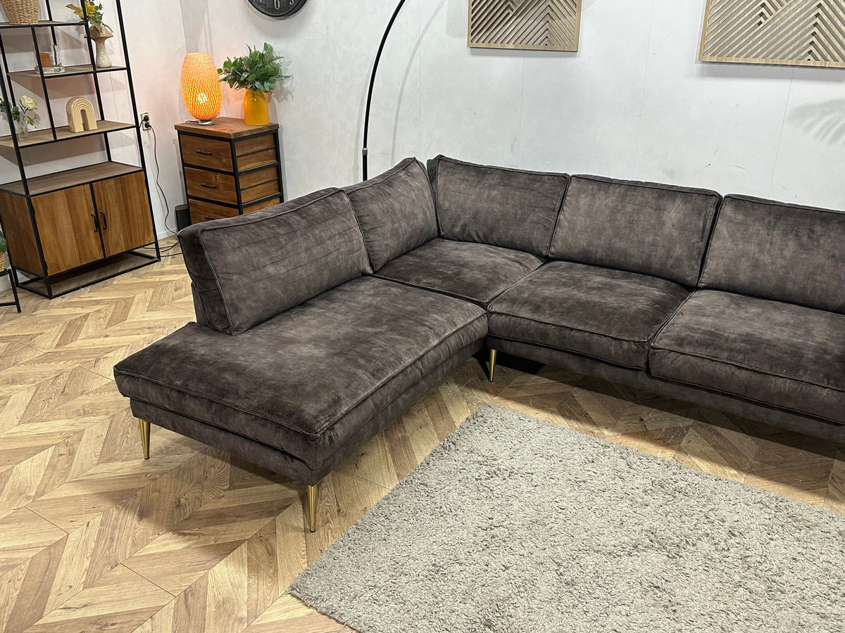 Antraciet Velvet Hoekzetel ~ Losse Kussens Met Afneembare Hoezen