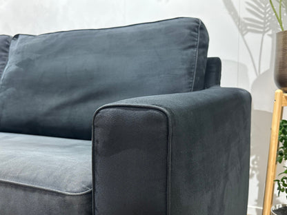 Zwarte Velvet 2.5-Zits Zetel ~ Losse Kussens Met Afneembare Hoezen