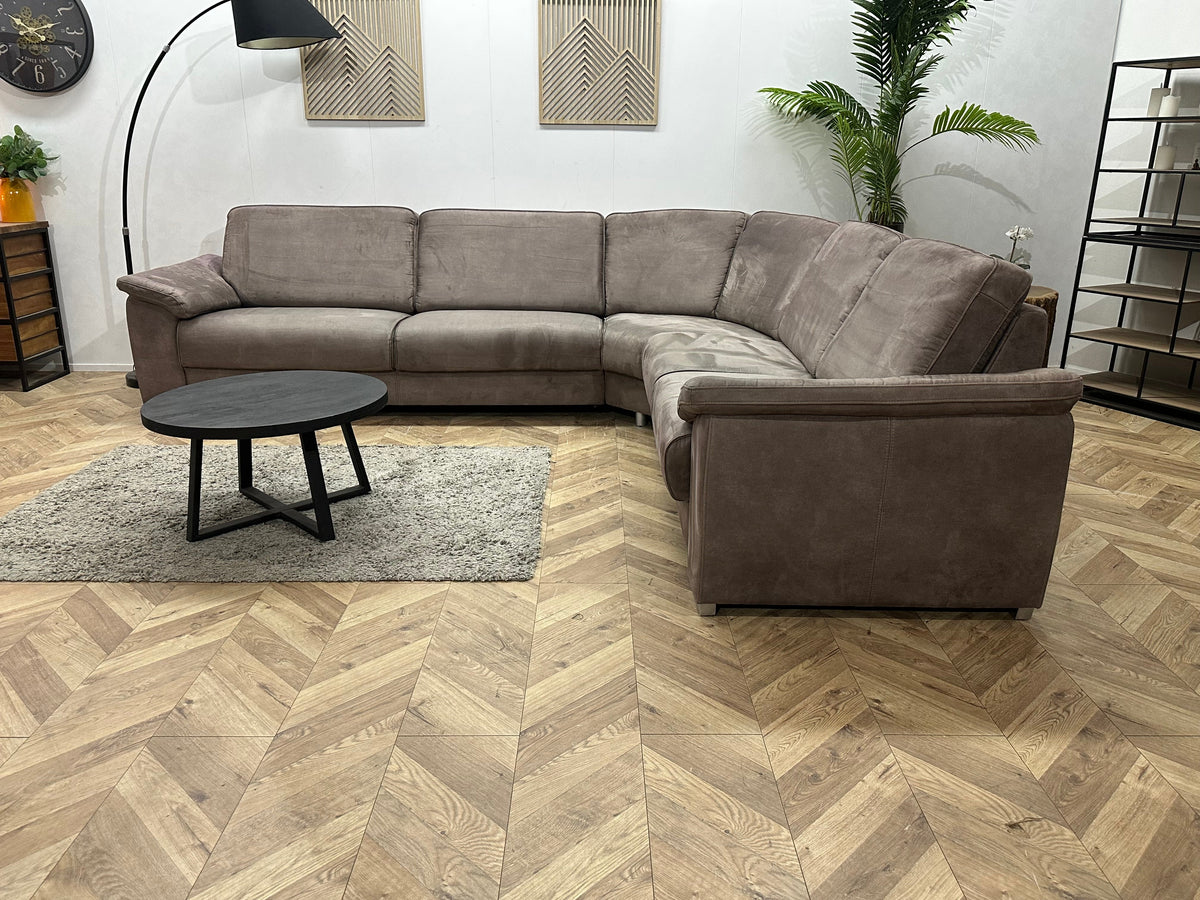 H&H Taupe Suède Stoffen Hoekzetel ~ Vaste Kussens
