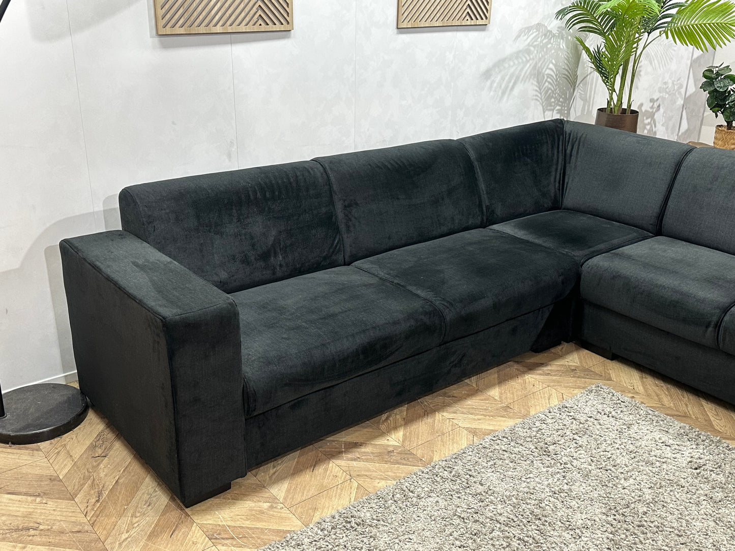 !Showroommodel! Zwarte Velvet Hoekzetel