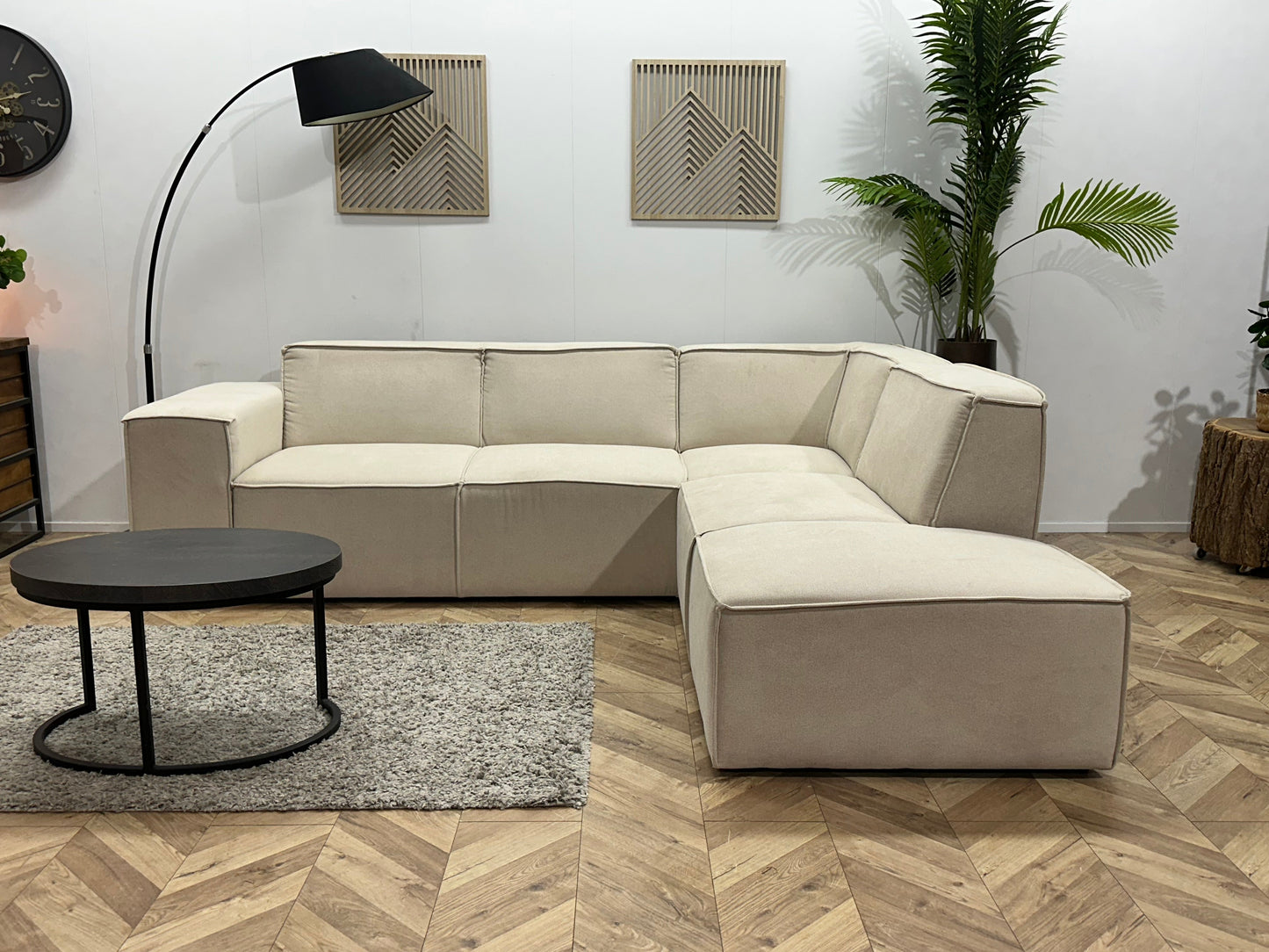!Showroommodel! Crème Suède Stoffen Hoekzetel