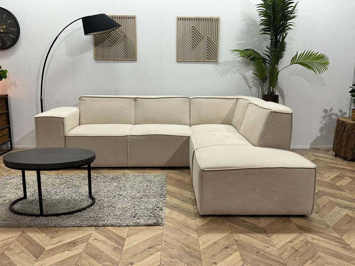 !Showroommodel! Crème Suède Stoffen Hoekzetel