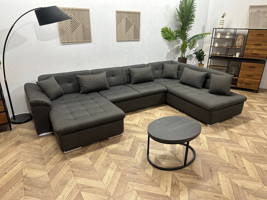 !Showroommodel! Grijze Suède Stoffen U Zetel