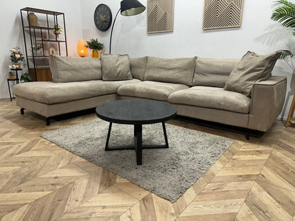 Taupe Velvet Hoekzetel ~ Losse Kussens Met Afneembare Hoezen