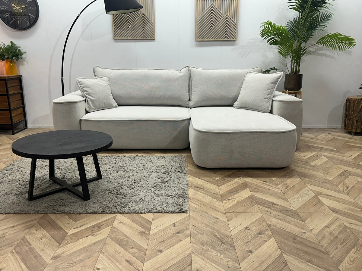 !Showroommodel! Witte/Crème Suède Stoffen Hoekzetel
