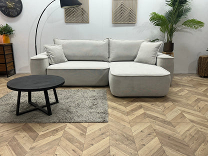!Showroommodel! Witte/Crème Suède Stoffen Hoekzetel