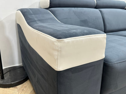 Blauwe/Witte Velvet/Leather Look Hoekzetel ~ Meerdere Opstellingen