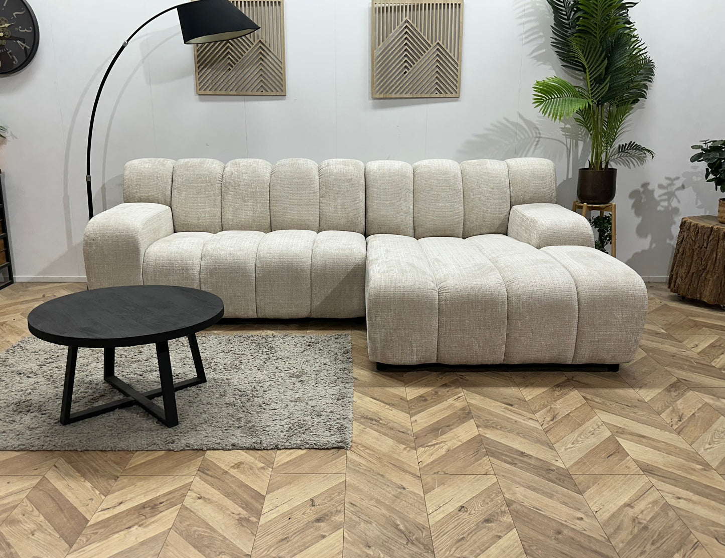 !Showroommodel! Witte/Crème Cremona Stoffen Hoekzetel