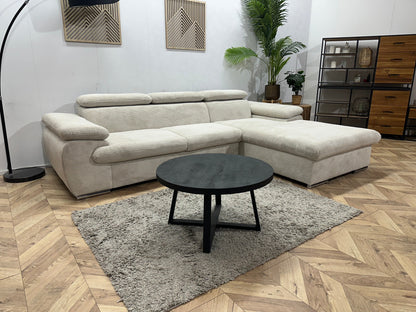 !Showroommodel! Witte Ribstof Hoekzetel ~ Verstelbare Hoofdsteunen
