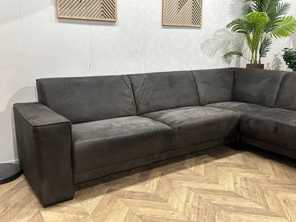 !Showroommodel! Antraciet Suède Stoffen Hoekzetel ~ Vaste Kussens