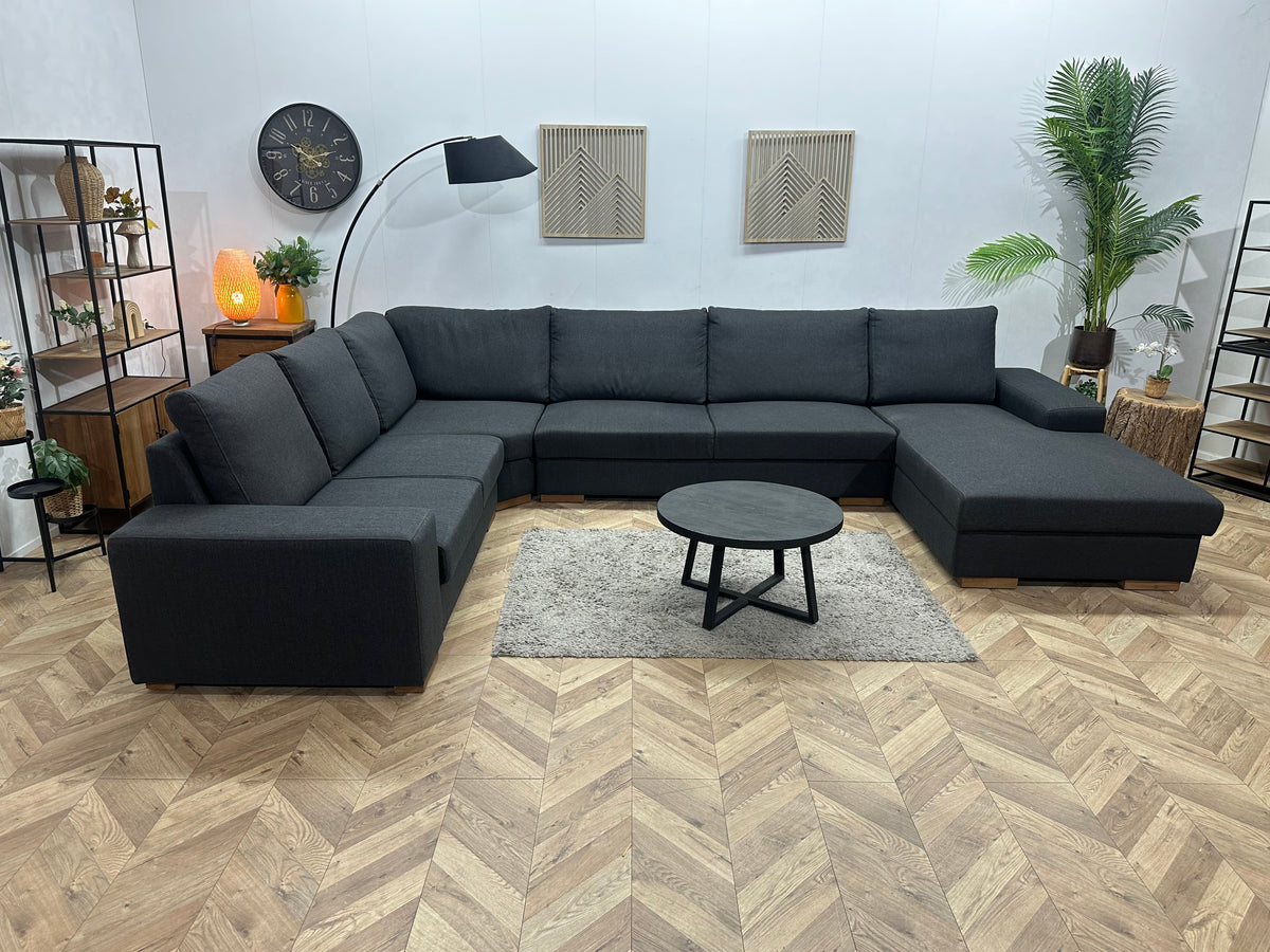 Antraciet U Zetel ~ Losse Rugkussens Met Afneembare Hoezen