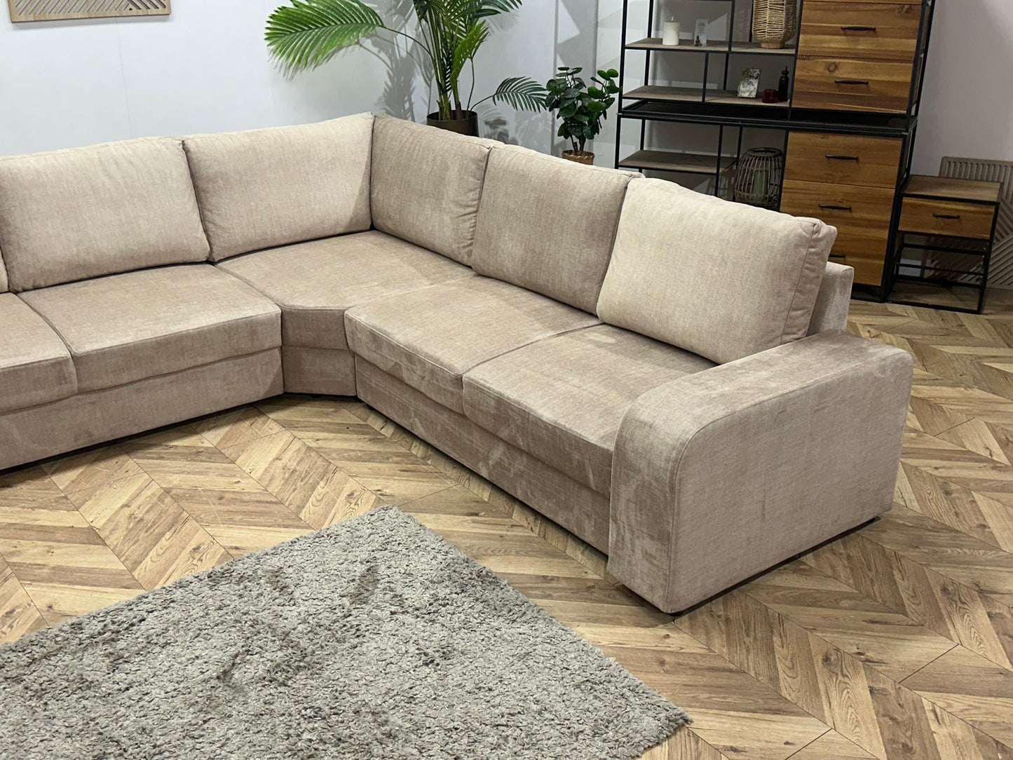 !Showroommodel! Beige Velvet U Zetel
