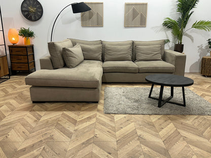 Room108 Beige Suède Stoffen Hoekzetel ~ Losse Kussens Met Afneembare Hoezen
