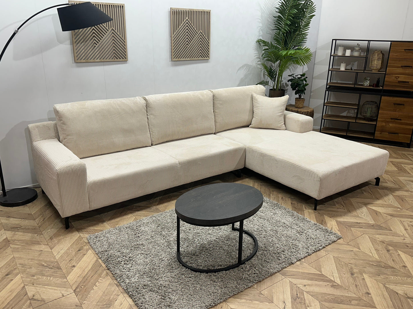 !Showroommodel! Witte/Crème Ribstof Hoekzetel