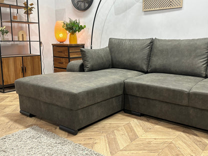 !Showroommodel! Antraciet Suède Stoffen U Zetel