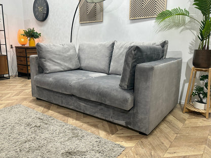 Licht Grijze Velvet 2.5-Zits Zetel ~ Losse Kussens Met Afneembare Hoezen