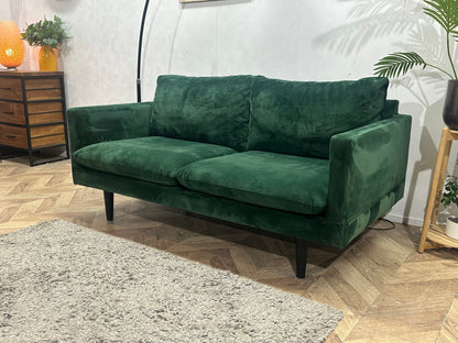 Groene Velvet 2.5-Zits Zetel ~ Losse Kussens Met Afneembare Hoezen