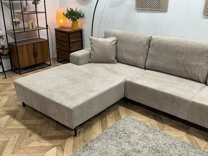 !Showroommodel! Licht Bruine Ribstof Hoekzetel