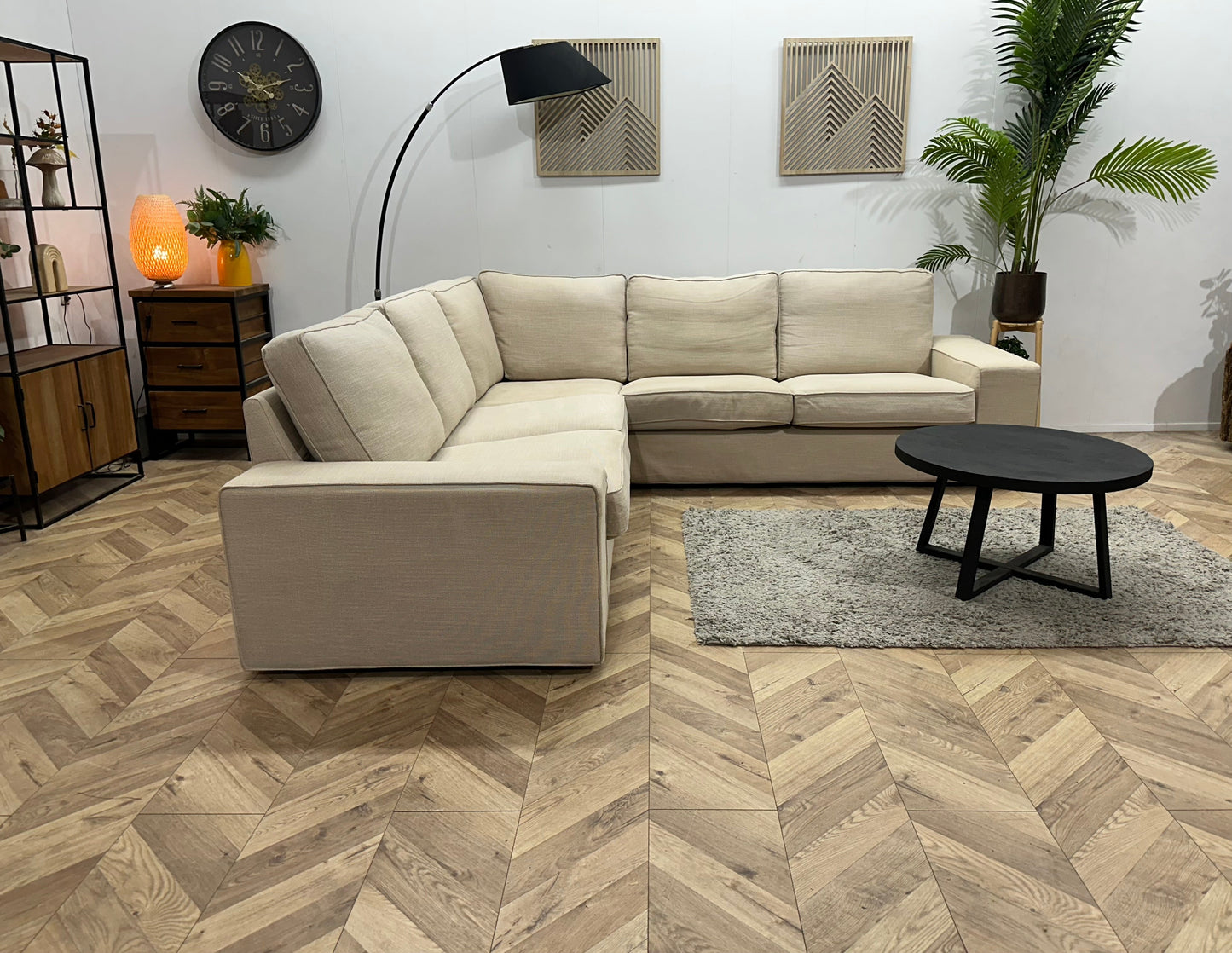 Beige Hoekzetel ~ Losse Kussens Met Afneembare Hoezen