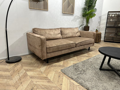 Taupe Velvet 2.5-Zits Zetel ~ Losse Kussens