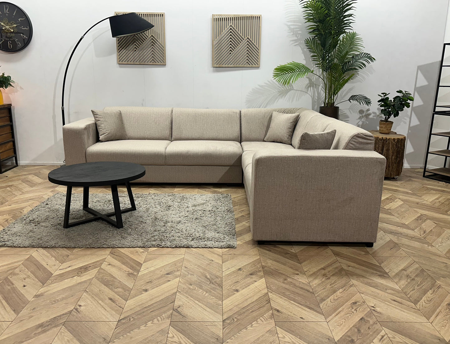 !Showroommodel! Beige Velvet Hoekzetel