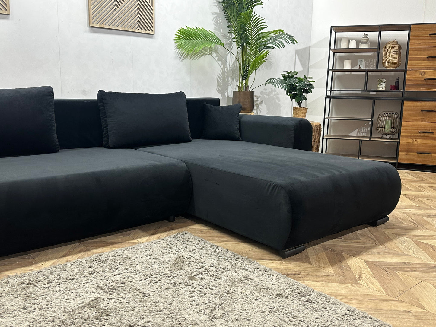 !Showroommodel! Zwarte Velvet Hoekzetel