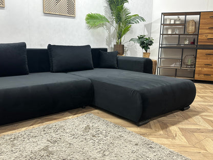 !Showroommodel! Zwarte Velvet Hoekzetel