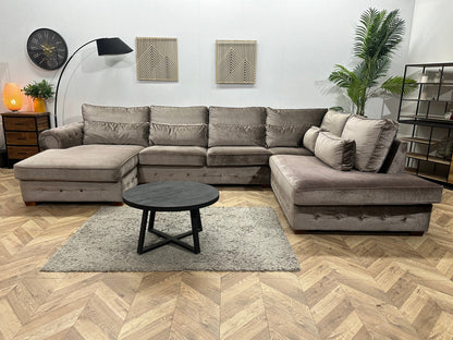 Bruine Velvet U Zetel ~ Losse Kussens Met Afneembare Hoezen