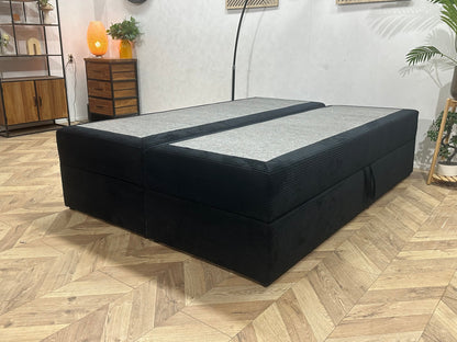 Zwarte Ribstof Boxspring